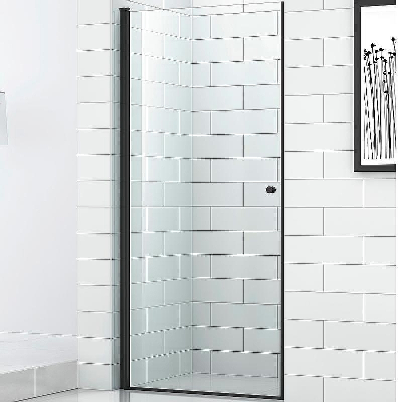Душевая дверь Cezares Eco 80 ECO-O-B-1-80-C-NERO профиль Черный матовый стекло прозрачное