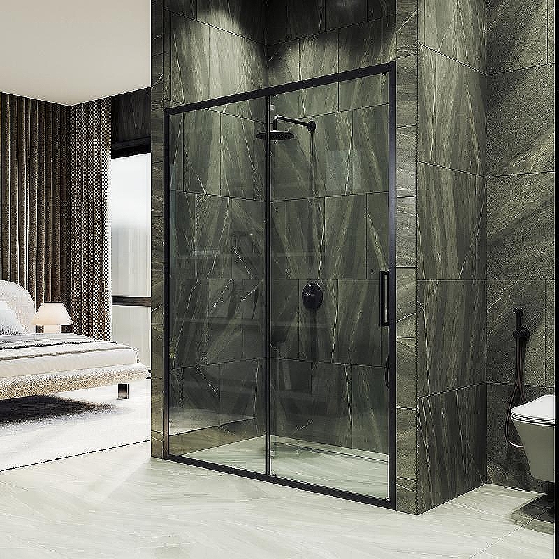 Душевая дверь Maybah Glass MGD-1276-6 1200x1950 раздвижная профиль Черный стекло прозрачное
