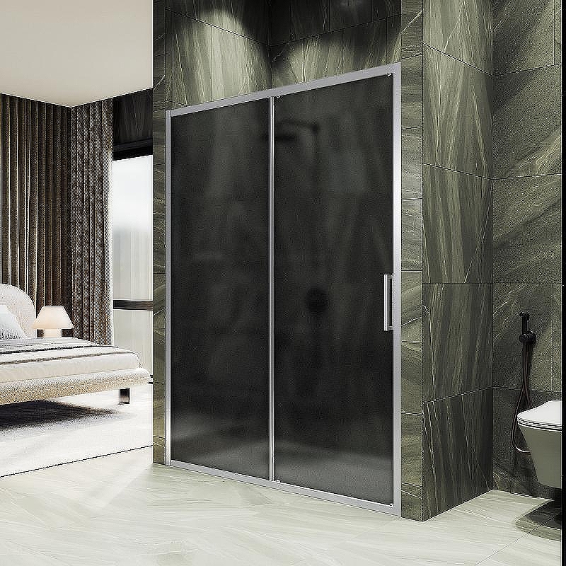 Душевая дверь Maybah Glass MGD-1289-5 1500x1950 раздвижная профиль Хром матовый стекло графитовое матовое