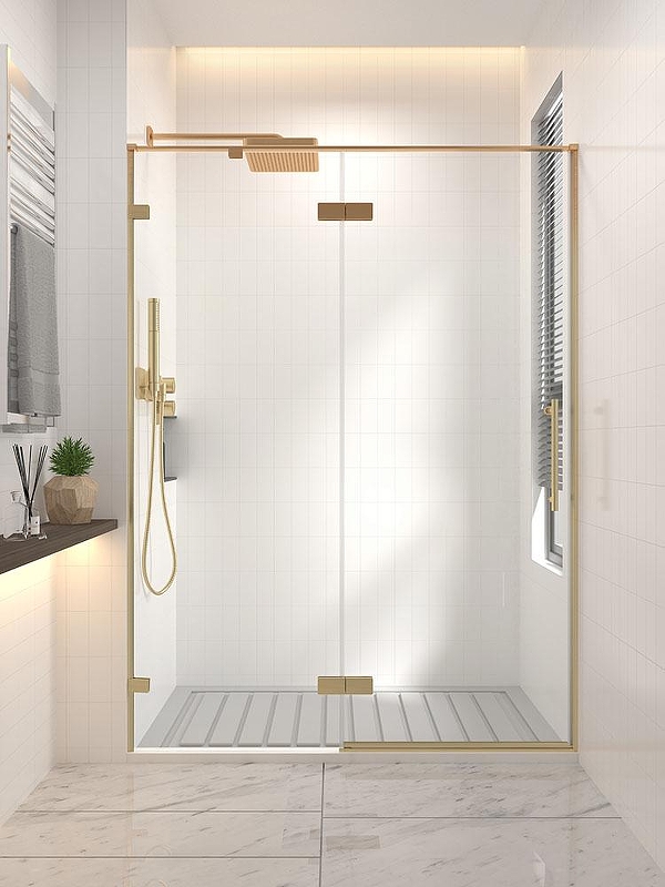 Душевая дверь Veconi Premium Alassio G 120 AL-120-00-G-C4 профиль цвет Брашированное золото стекло прозрачное осветленное