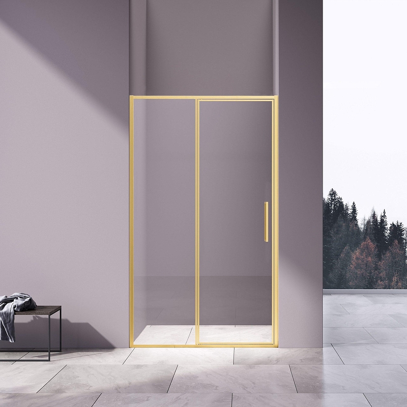 Душевая дверь Vincea Slim 120 VDP-4SL120CLG профиль Брашированное золото стекло прозрачное