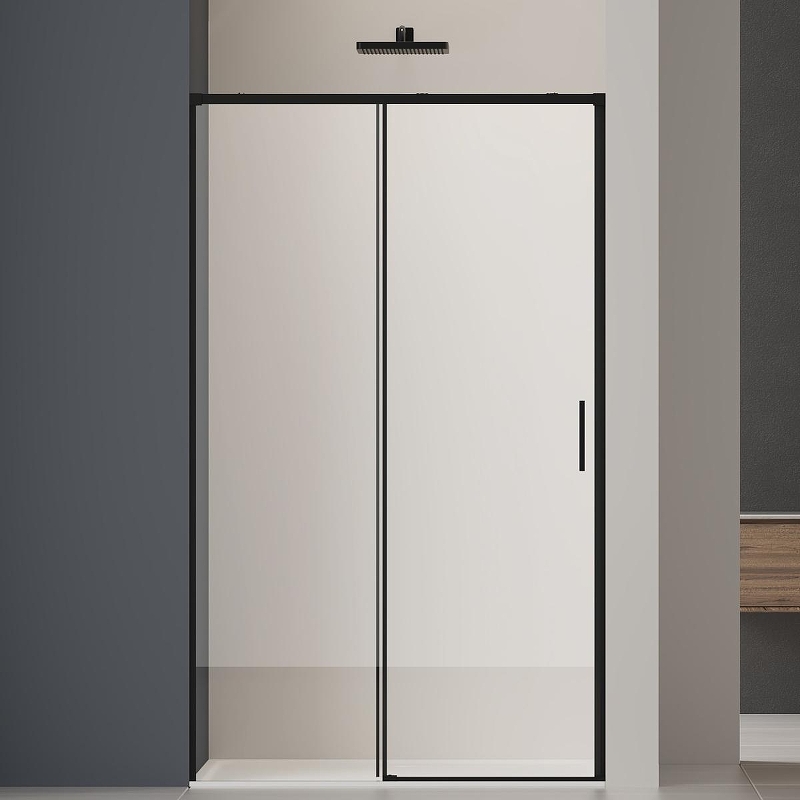 Душевая дверь Vincea Soft 2 120 VDS-3SO2120CLB профиль Черный стекло прозрачное