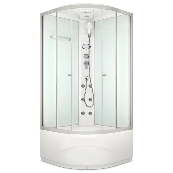 Душевая кабина Domani-Spa Delight 1/4 круга с гидромассажем высокий поддон 90x90 см цвет хром