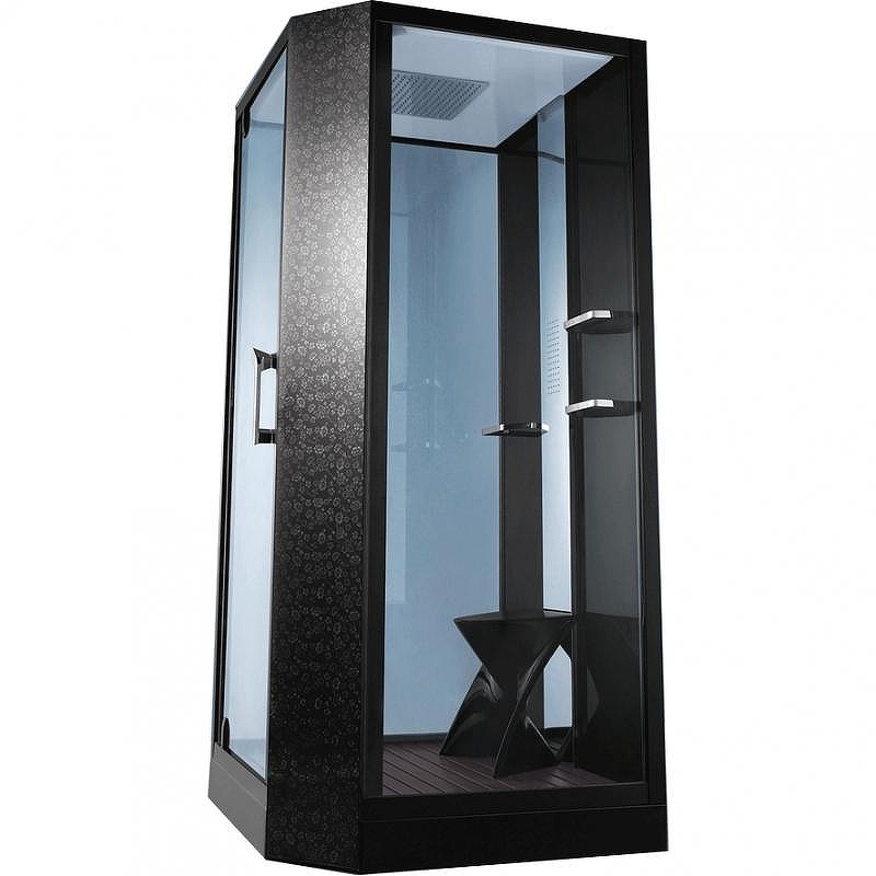 Душевая кабина Orans 100x100 L 89101lb с баней профиль Черный задние стенки Черные