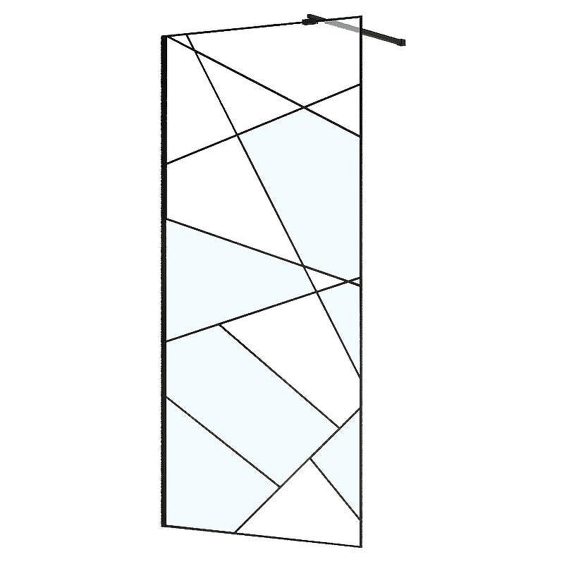 Душевая перегородка Azario Walk-in 90 AZ-271-90-MB-CGP профиль Черный матовый стекло прозрачное с графическим принтом