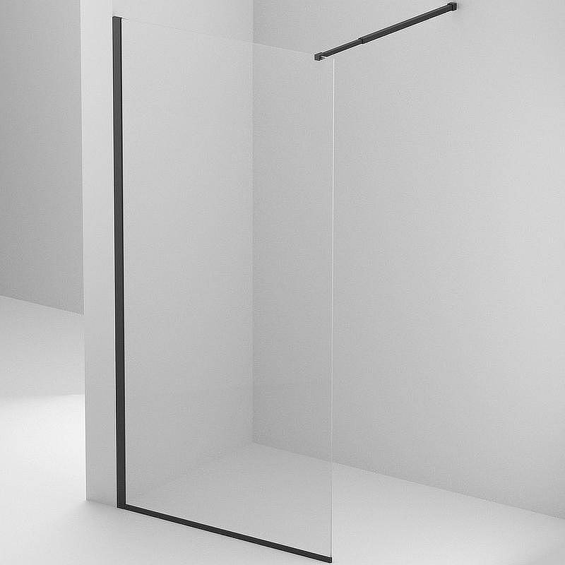 Душевая перегородка BelBagno Kraft 110 KRAFT-L-1-110-C-NERO профиль Черный матовый стекло прозрачное