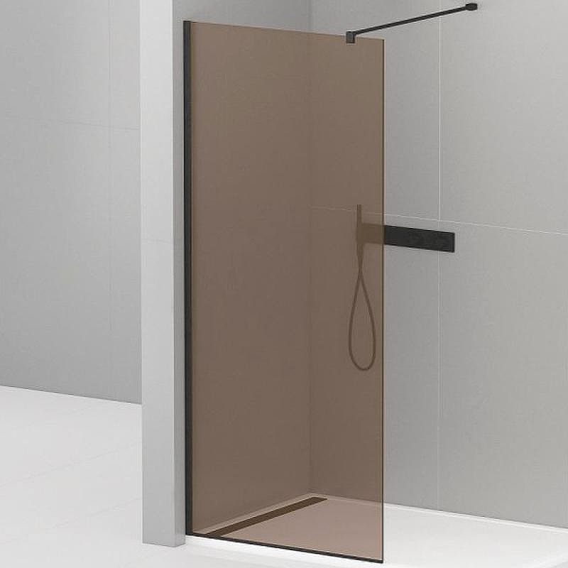 Душевая перегородка Cezares Liberta 110 LIBERTA-L-1-110-120-BR-NERO профиль Черный матовый стекло бронзовое
