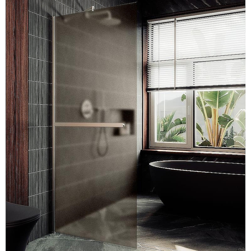 Душевая перегородка Maybah Glass MGD-1460-5ш 990х1950 в широком профиле с полотенцедержателем Хром матовый стекло бронзовое матовое