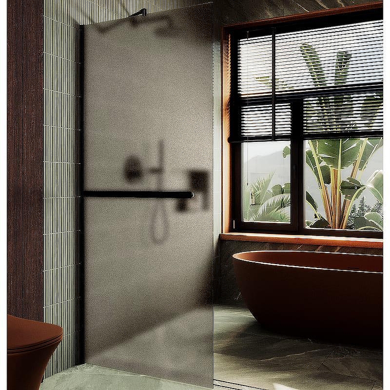 Душевая перегородка Maybah Glass MGD-1460-6ш 990х1950 в широком профиле с полотенцедержателем Черный стекло бронзовое матовое