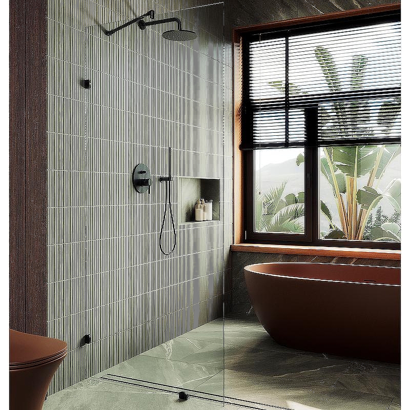 Душевая перегородка Maybah Glass MGD-259-6 790x1950 коннектор стена-стекло Черный стекло прозрачное