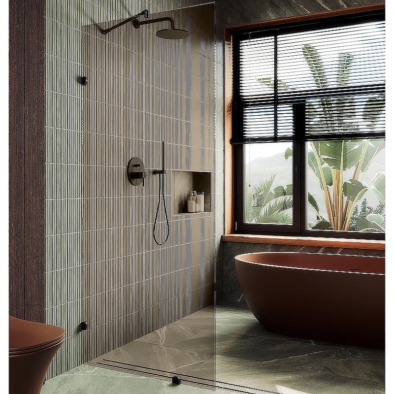 Душевая перегородка Maybah Glass MGD-262-6 790x1950 коннектор стена-стекло Черный стекло бронзовое