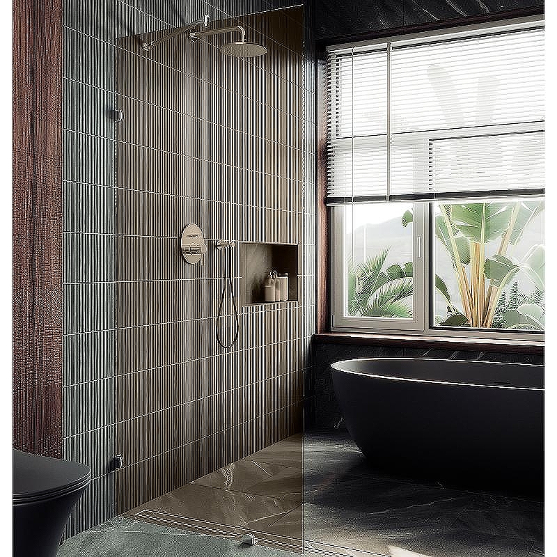Душевая перегородка Maybah Glass MGD-263-4 890x1950 коннектор стена-стекло Хром глянцевый стекло бронзовое