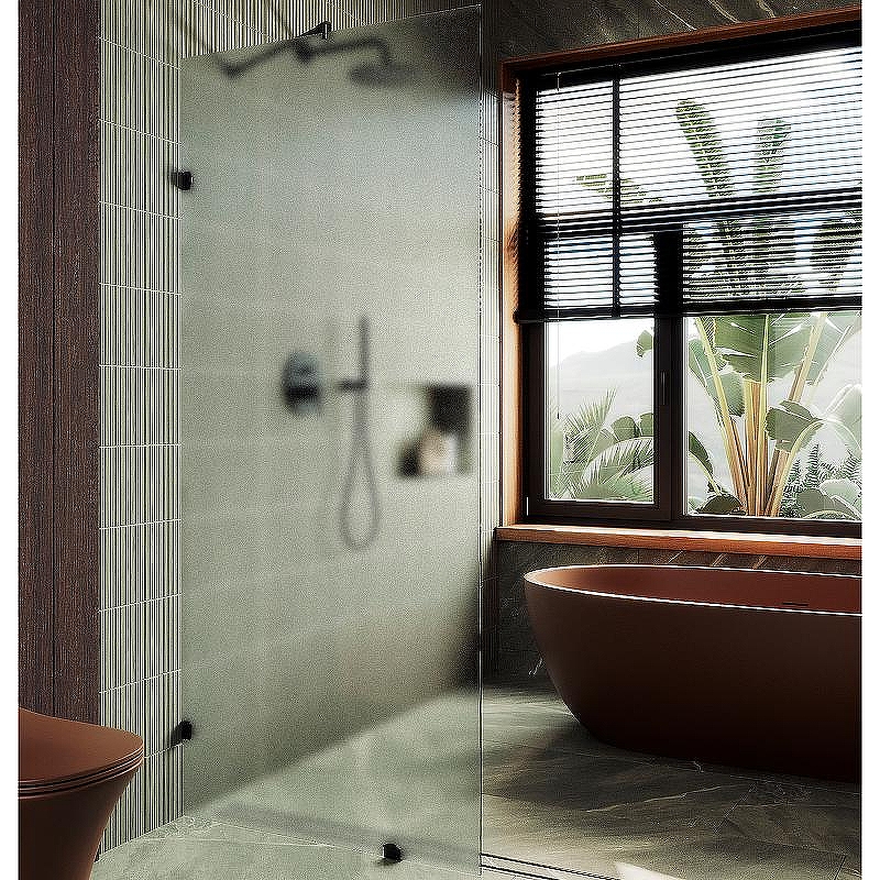 Душевая перегородка Maybah Glass MGD-269-6 890x1950 коннектор стена-стекло Черный стекло сатиновое