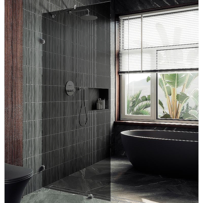 Душевая перегородка Maybah Glass MGD-276-4 990x1950 коннектор стена-стекло Хром глянцевый стекло графитовое