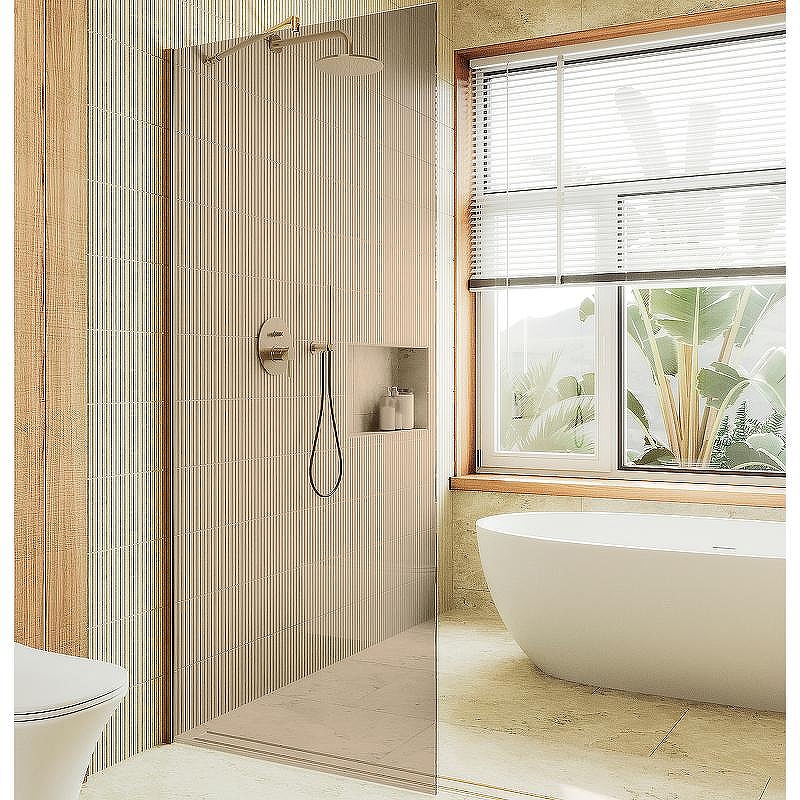 Душевая перегородка Maybah Glass MGD-678-3ш 1090x1950 в широком профиле Золото стекло бронзовое