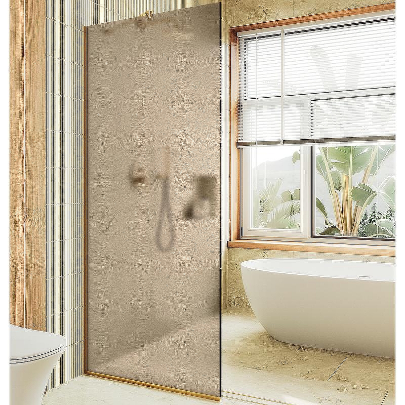 Душевая перегородка Maybah Glass MGD-679-3у 1090x1950 в узком профиле Золото стекло бронзовое матовое