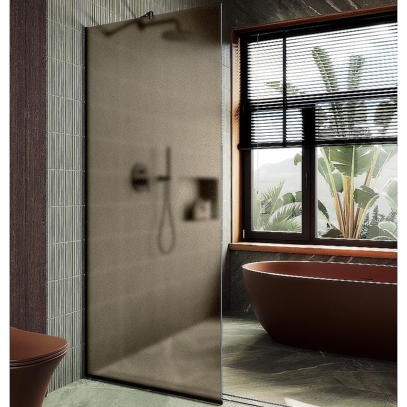Душевая перегородка Maybah Glass MGD-679-6у 1090x1950 в узком профиле Черный стекло бронзовое матовое