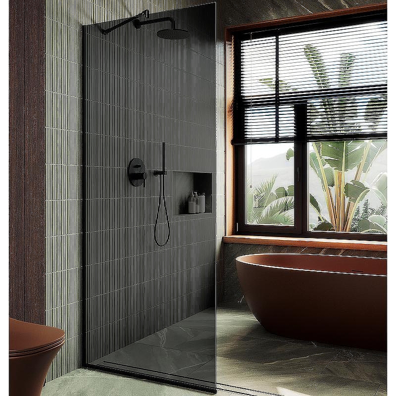 Душевая перегородка Maybah Glass MGD-693-6у 890x1950 в узком профиле Черный стекло графитовое