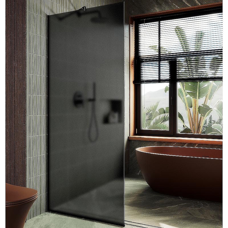 Душевая перегородка Maybah Glass MGD-694-6у 890x1950 в узком профиле Черный стекло графитовое матовое