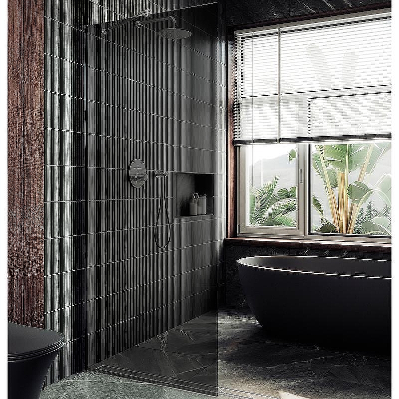 Душевая перегородка Maybah Glass MGD-698-5ш 790x1950 в широком профиле Хром матовый стекло графитовое