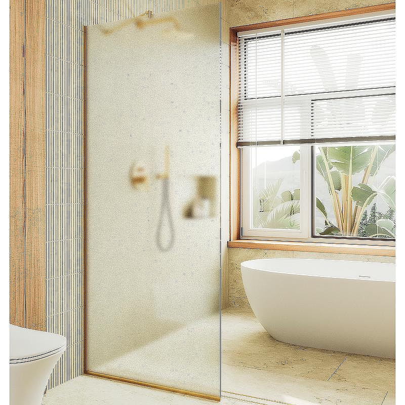Душевая перегородка Maybah Glass MGD-700-3у 790x1950 в узком профиле Золото стекло сатиновое