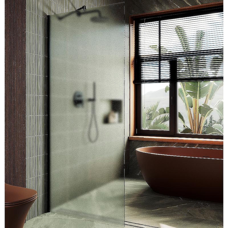 Душевая перегородка Maybah Glass MGD-700-6ш 790x1950 в широком профиле Черный стекло сатиновое