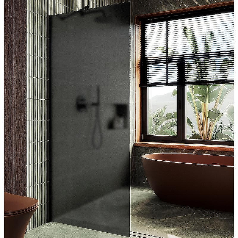 Душевая перегородка Maybah Glass MGD-704-6ш 690x1950 в широком профиле Черный стекло графитовое матовое