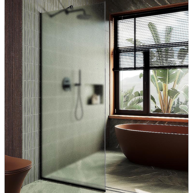 Душевая перегородка Maybah Glass MGD-706-6у 690x1950 в узком профиле Черный стекло сатиновое