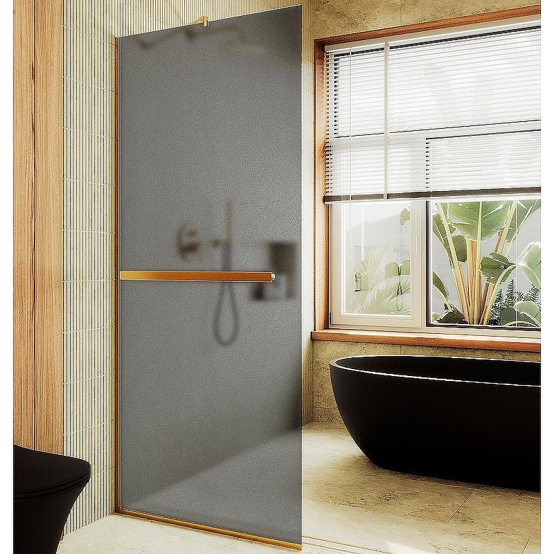 Душевая перегородка Maybah Glass MGD-712-3у 1090x1950 в узком профиле Золото стекло графитовое матовое