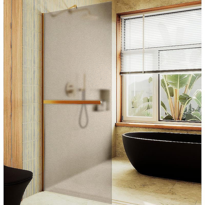 Душевая перегородка Maybah Glass MGD-716-3ш 1190х1950 в широком профиле с полотенцедержателем Золото стекло бронзовое матовое