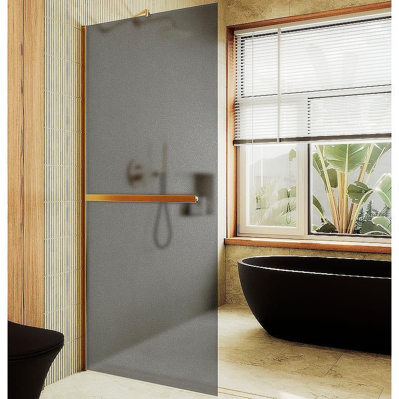 Душевая перегородка Maybah Glass MGD-718-3ш 1190х1950 в широком профиле с полотенцедержателем Золото стекло графитовое матовое
