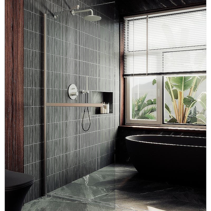 Душевая перегородка Maybah Glass MGD-732-5ш 890x1950 в широком профиле Хром матовый стекло прозрачное