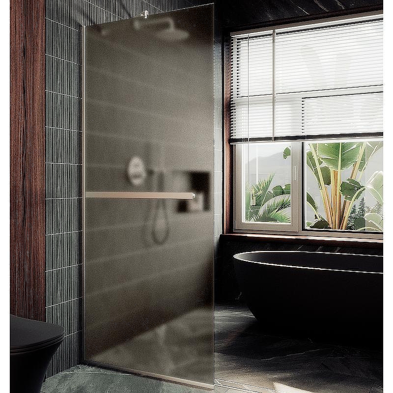 Душевая перегородка Maybah Glass MGD-734-5у 890x1950 в узком профиле Хром матовый стекло бронзовое матовое