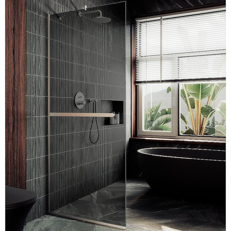 Душевая перегородка Maybah Glass MGD-735-5у 890x1950 в узком профиле Хром матовый стекло графитовое