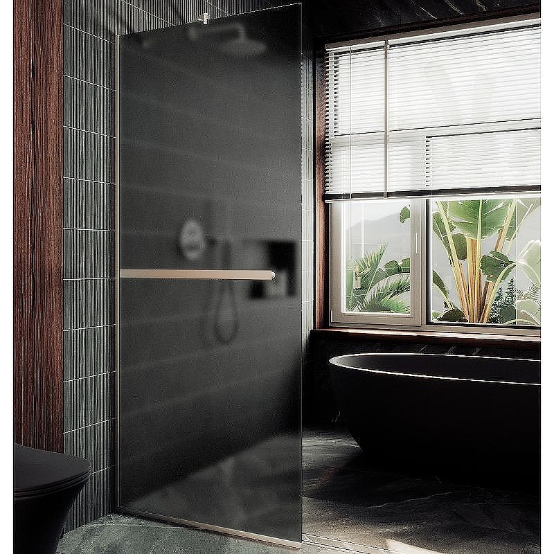 Душевая перегородка Maybah Glass MGD-736-5у 890x1950 в узком профиле Хром матовый стекло графитовое матовое