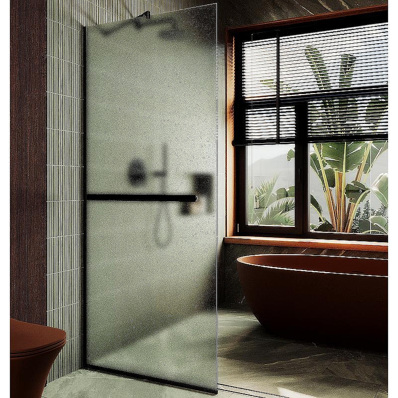 Душевая перегородка Maybah Glass MGD-737-6у 890x1950 в узком профиле Черный стекло сатиновое