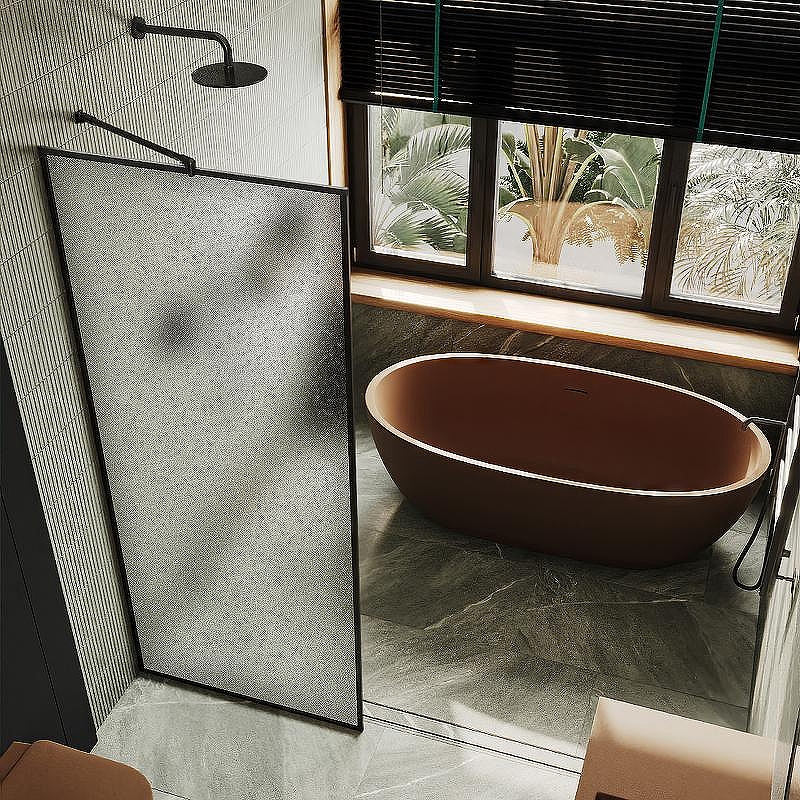 Душевая перегородка Maybah Glass MGD-821-6 690x1950 полностью в профиле Черный стекло сатиновое