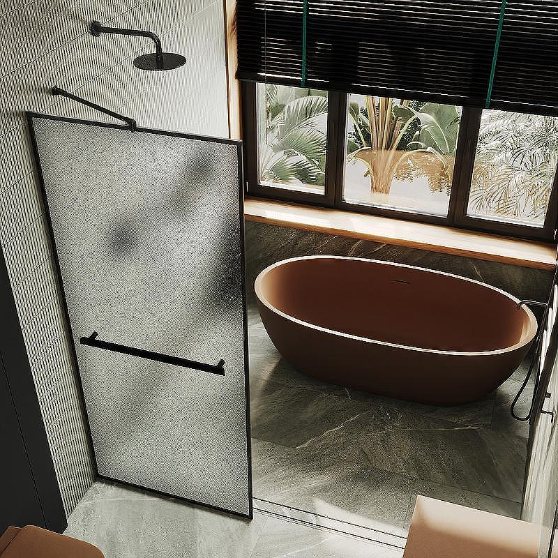 Душевая перегородка Maybah Glass MGD-875-6 890x1950 полностью в профиле Черный стекло сатиновое