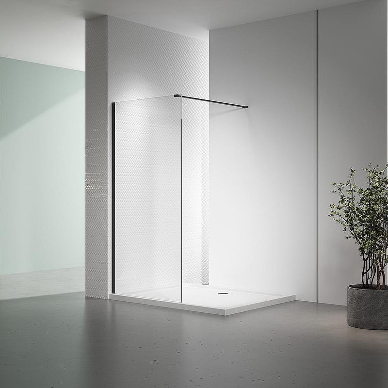 Душевая перегородка Veconi Korato KR-72B 90 KR72B-90-01-C7 профиль цвет Черный матовый стекло прозрачное
