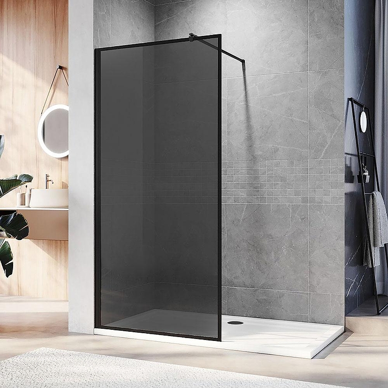 Душевая перегородка Veconi Korato KR-81B 120 KR81B-120-05-C8 профиль цвет Черный матовый стекло тонированное