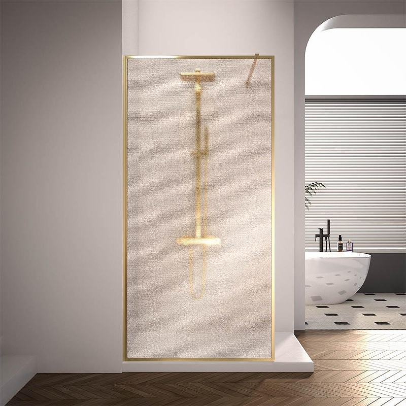 Душевая перегородка Veconi Korato KR-81GL 110 KR81GL-110-10-C4 профиль цвет Брашированное золото стекло ламинированное золото