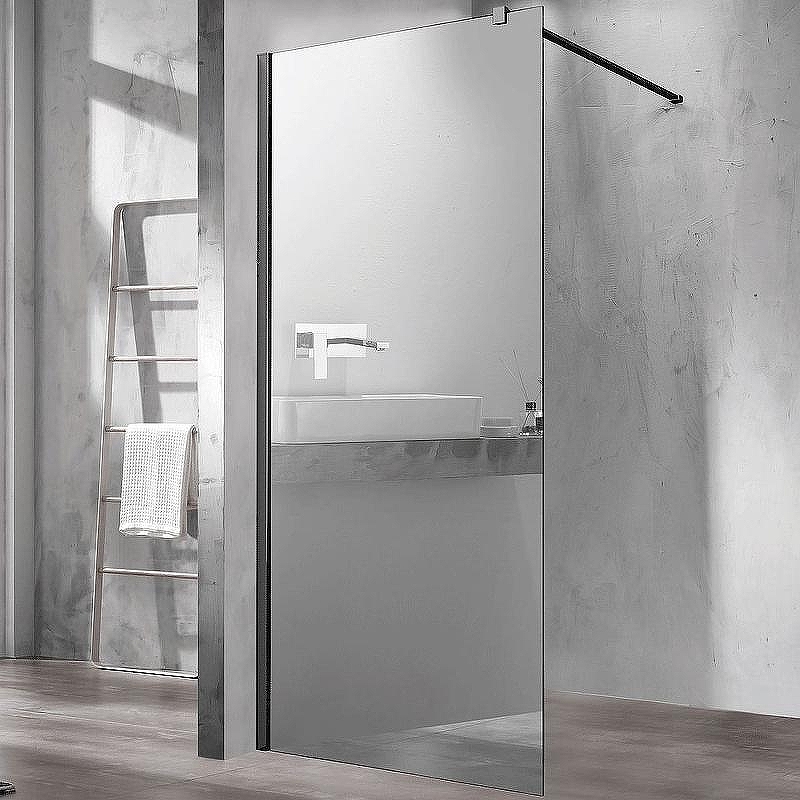 Душевая перегородка Vincea Walk-In 100 VSW-1H100MRB профиль Черный стекло зеркальное