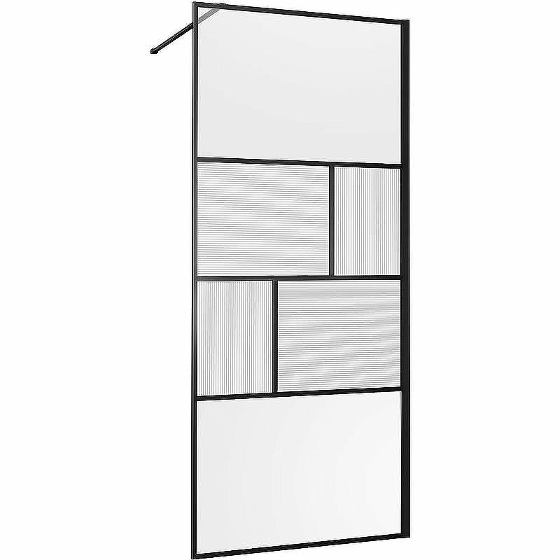 Душевая перегородка Vincea Walk-In 100 VSW-1HC100CFB профиль Черный матовый стекло прозрачное/рифленое