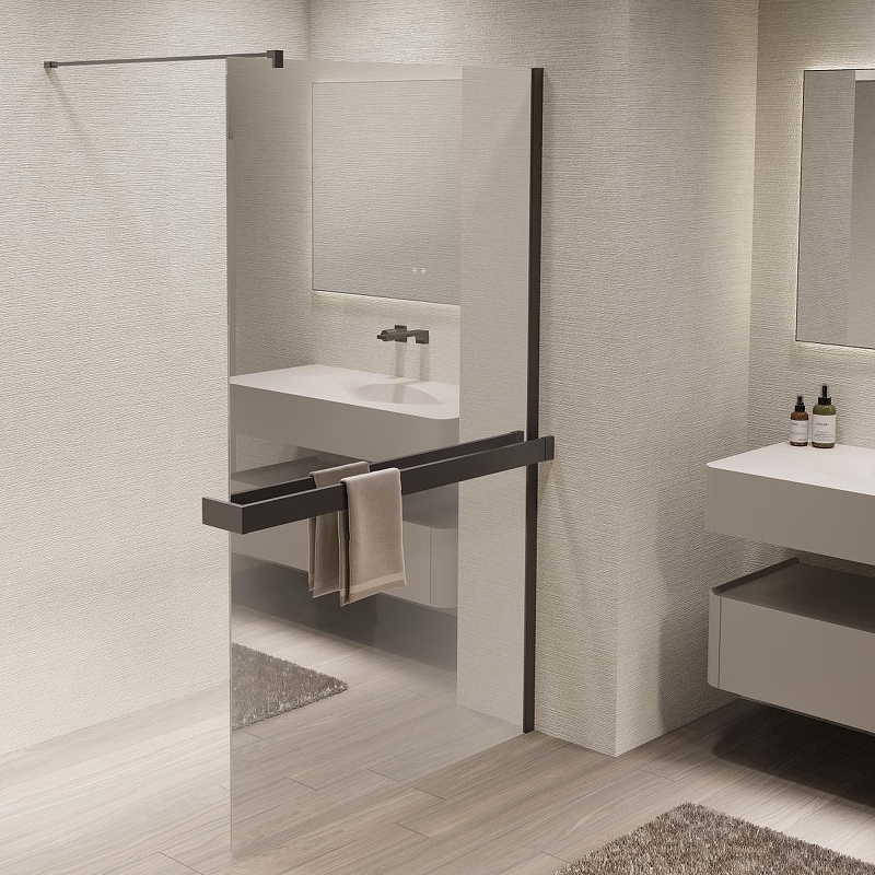 Душевая перегородка Vincea Walk in 100 VSW-1HR100MRGM профиль цвет Вороненая сталь стекло зеркальное