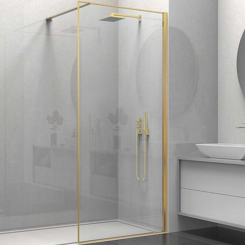 Душевая перегородка Vincea Walk-In 100 VSW-1HS100CLG профиль Брашированное золото стекло прозрачное