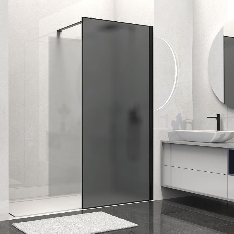 Душевая перегородка Vincea Walk-In 100 VSW-1HS100GFB профиль Черный матовый стекло тонированное матовое