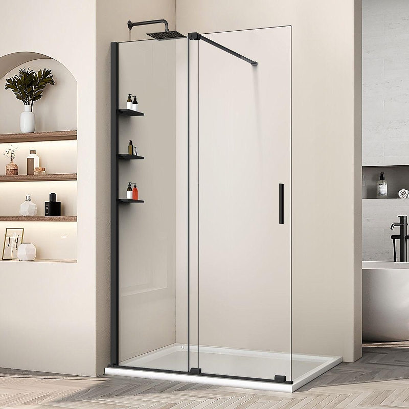 Душевая перегородка Vincea Walk-In 120 VSW-1WSL120CLB профиль Черный матовый стекло прозрачное