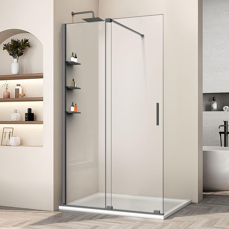 Душевая перегородка Vincea Walk-In 120 VSW-1WSL120CLGM профиль Вороненая сталь стекло прозрачное
