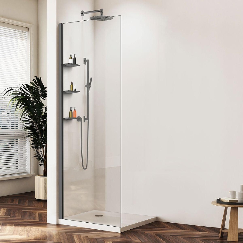 Душевая перегородка Vincea Walk-In 70 VSW-1HWS700CLGM профиль Вороненая сталь стекло прозрачное