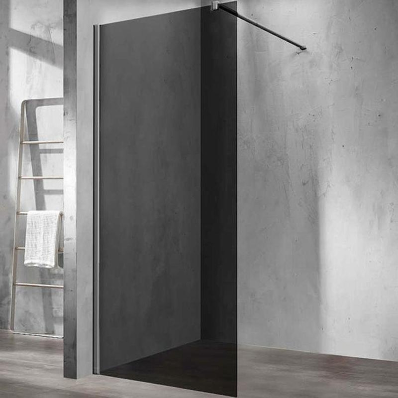 Душевая перегородка Vincea Walk-In 80 VSW-1H800CGGM профиль Вороненая сталь стекло тонированное
